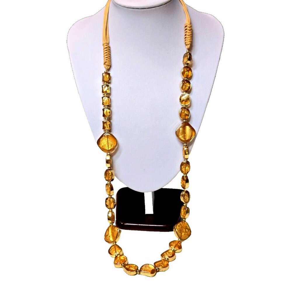 Chicos Golden Flake Necklace NWT 40 inches long signed